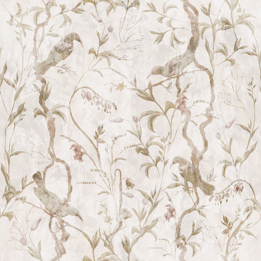 Ethereal Bird and Vine Illustration Wallpaper⁠