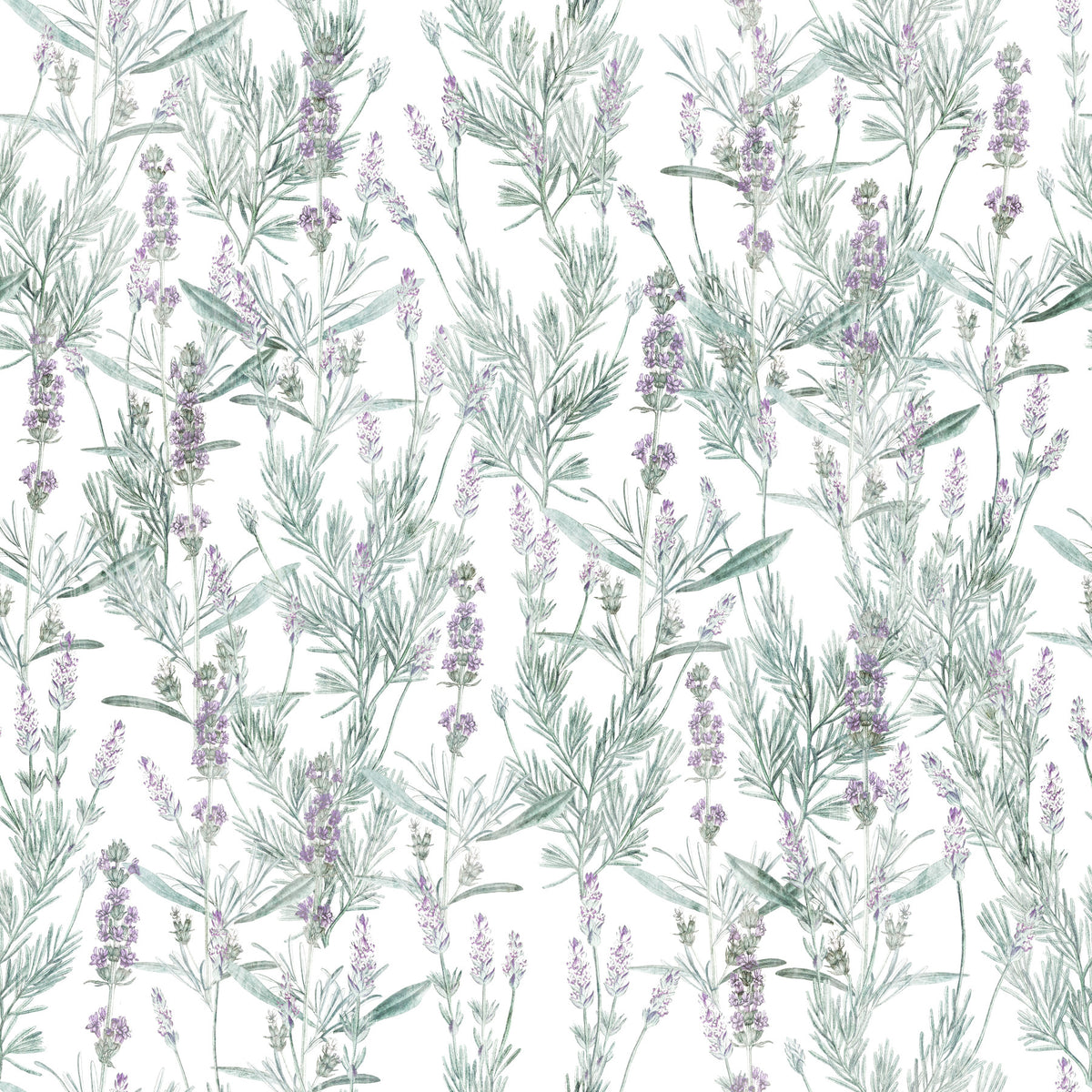 Serene Lavender Sprigs Botanical Wallpaper⁠
