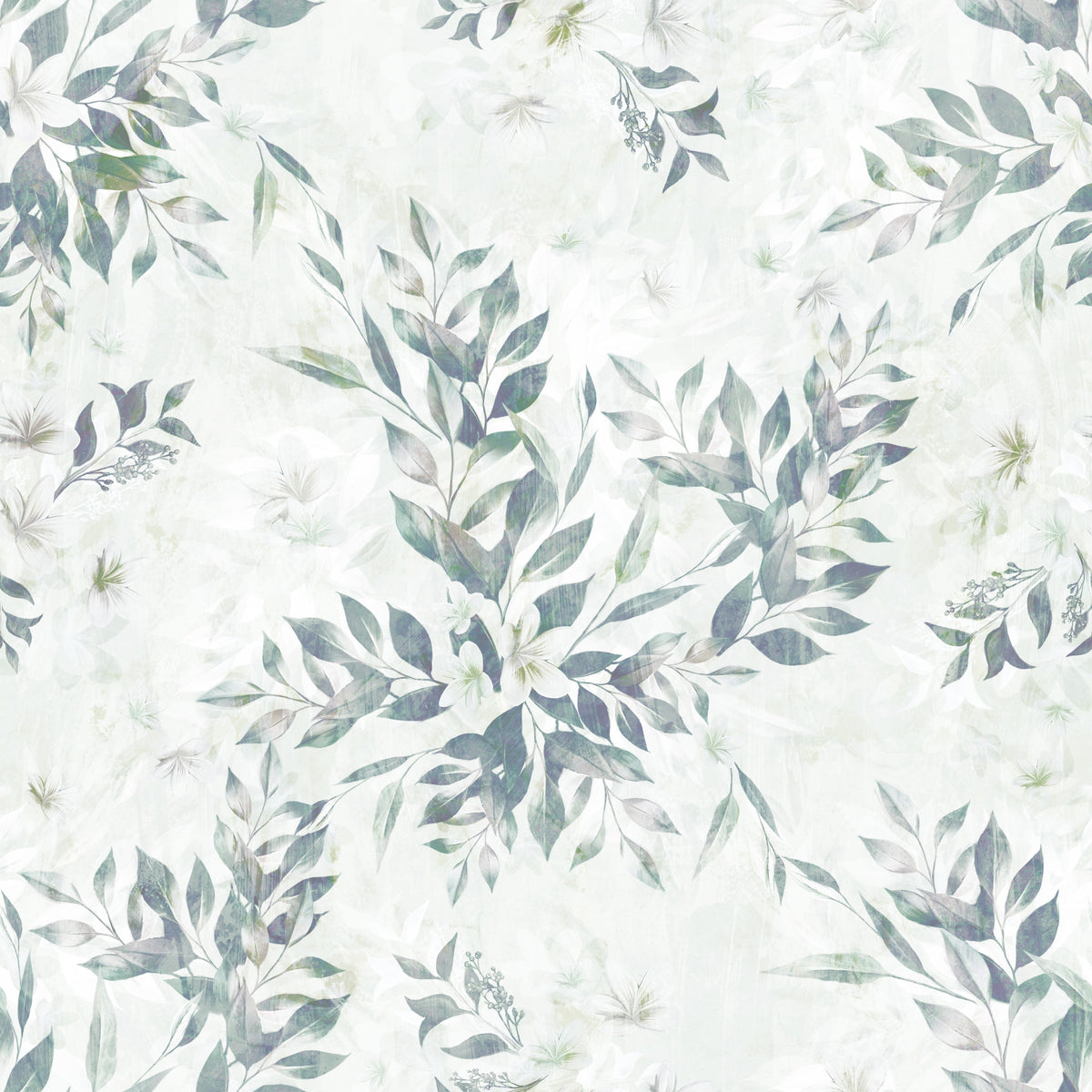 Muted Sage Botanical Sprigs Wallpaper⁠ in your room — zoomed