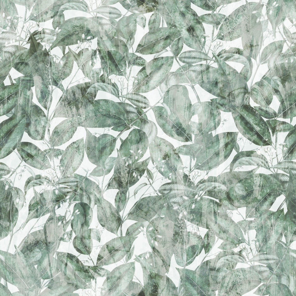 Sage Botanical Forest Print Wallpaper⁠ in your room — zoomed