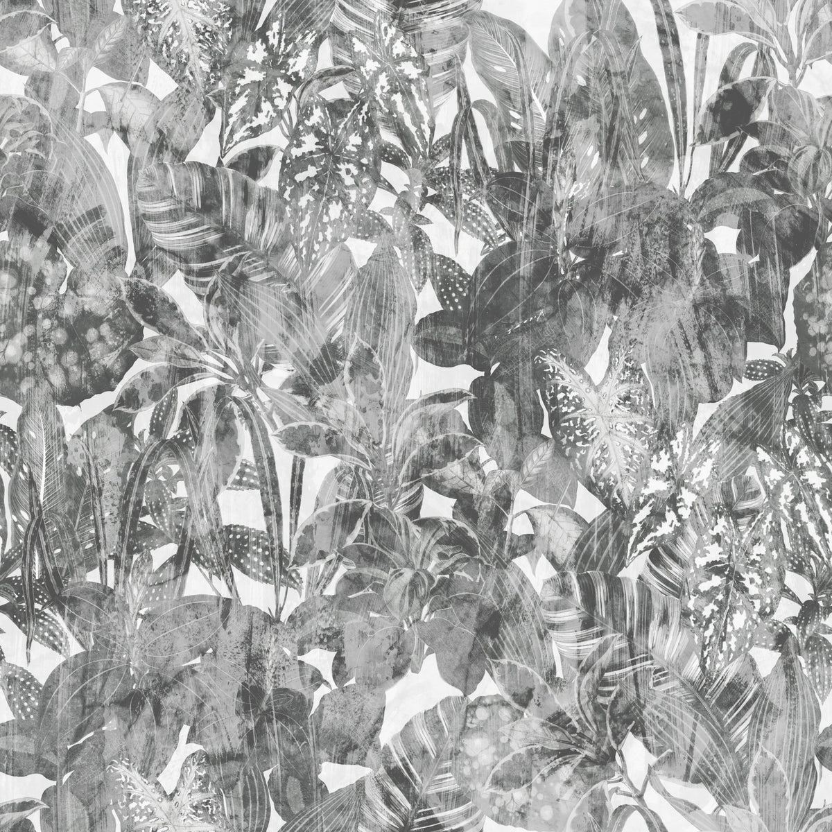 Monochrome Jungle Foliage Wallpaper⁠