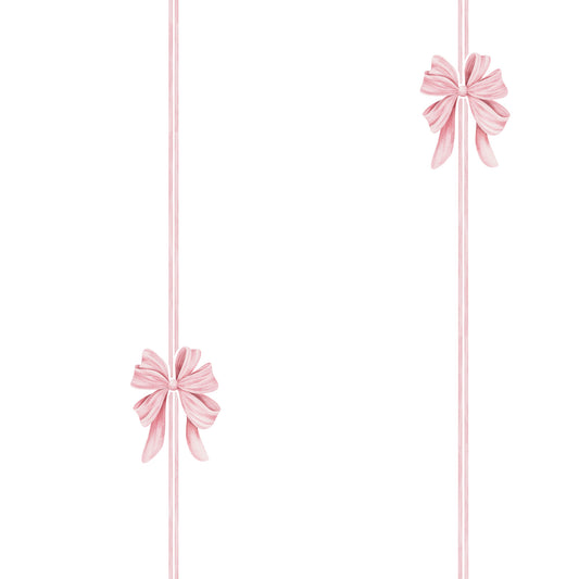 Soft Pink Ribbon Vertical Stripe Wallpaper⁠