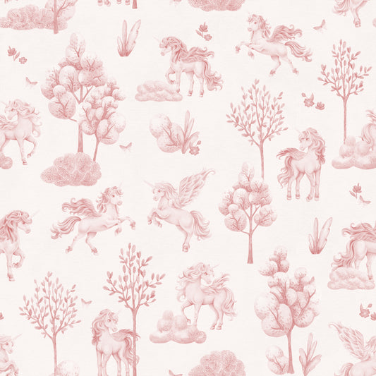 Enchanted Blush Unicorn Meadow Wallpaper⁠