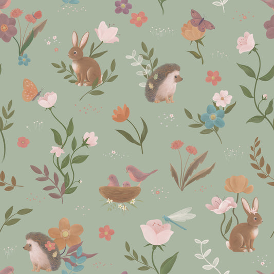 Forest Friends and Floral Meadow Wallpaper⁠