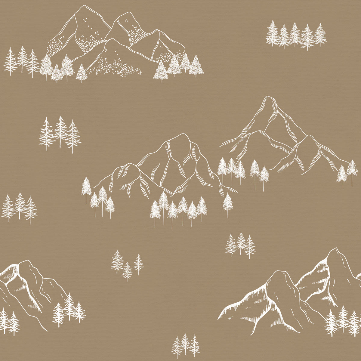 Serene Forest Peak Sketch Wallpaper⁠ in your room — zoomed