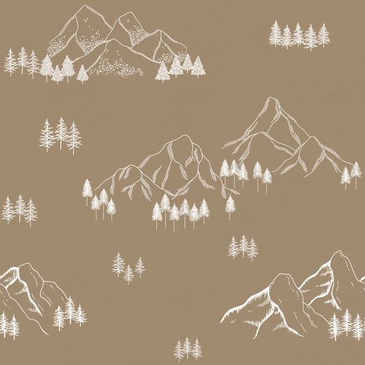 Serene Forest Peak Sketch Wallpaper⁠