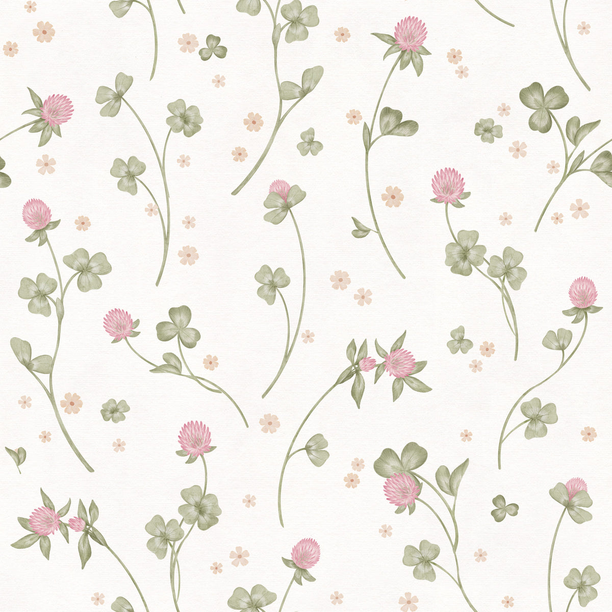 Meadow Clover Botanical Illustration Wallpaper⁠