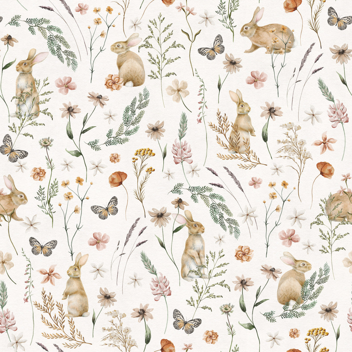 Enchanted Woodland Bunny Trail Wallpaper⁠