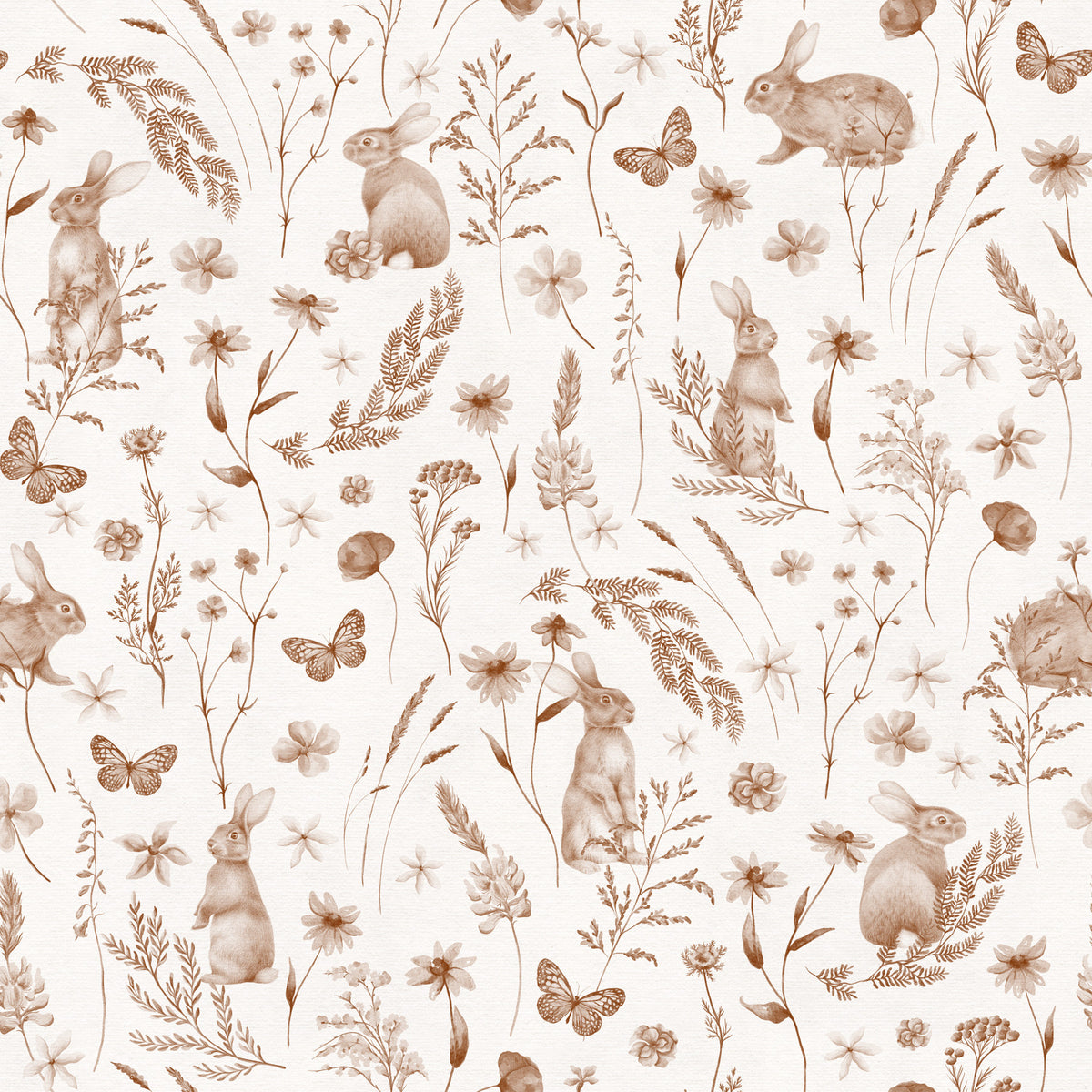 Rustic Woodland Rabbit Meadow Wallpaper⁠ in your room — zoomed
