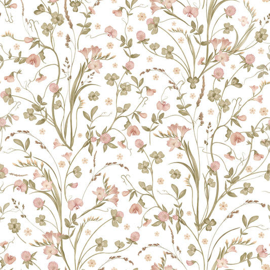 Meadow Wildflower Botanical Illustration Wallpaper⁠