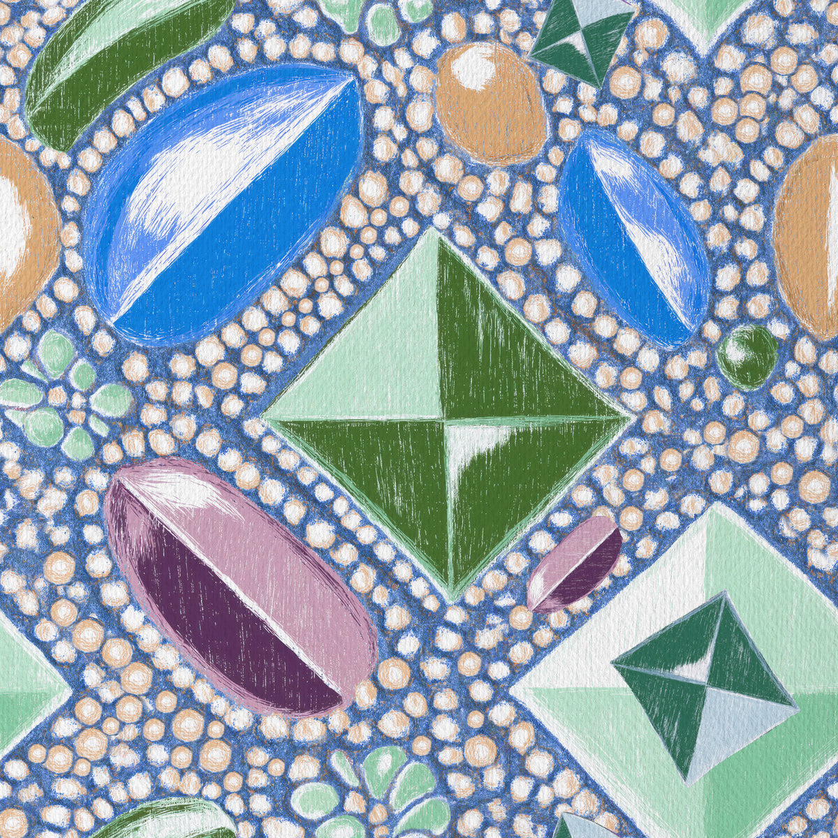 Royal Gemstones Blue Pastel Wallpaper⁠ in your room — zoomed