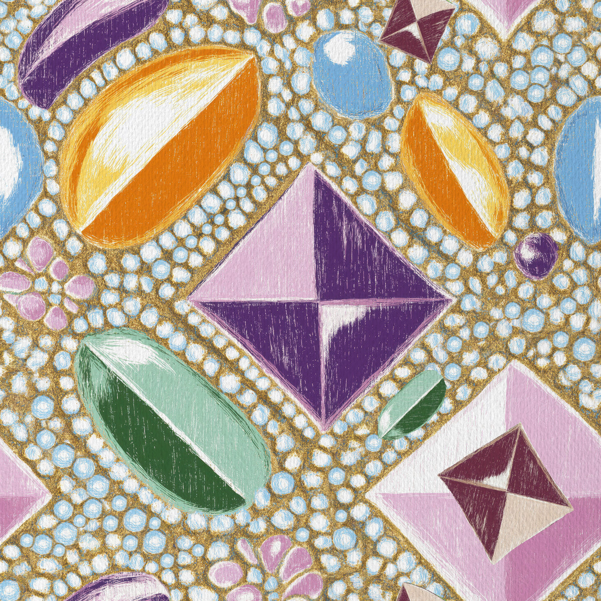 Royal Gemstones Pink Pastel Wallpaper⁠ in your room — zoomed
