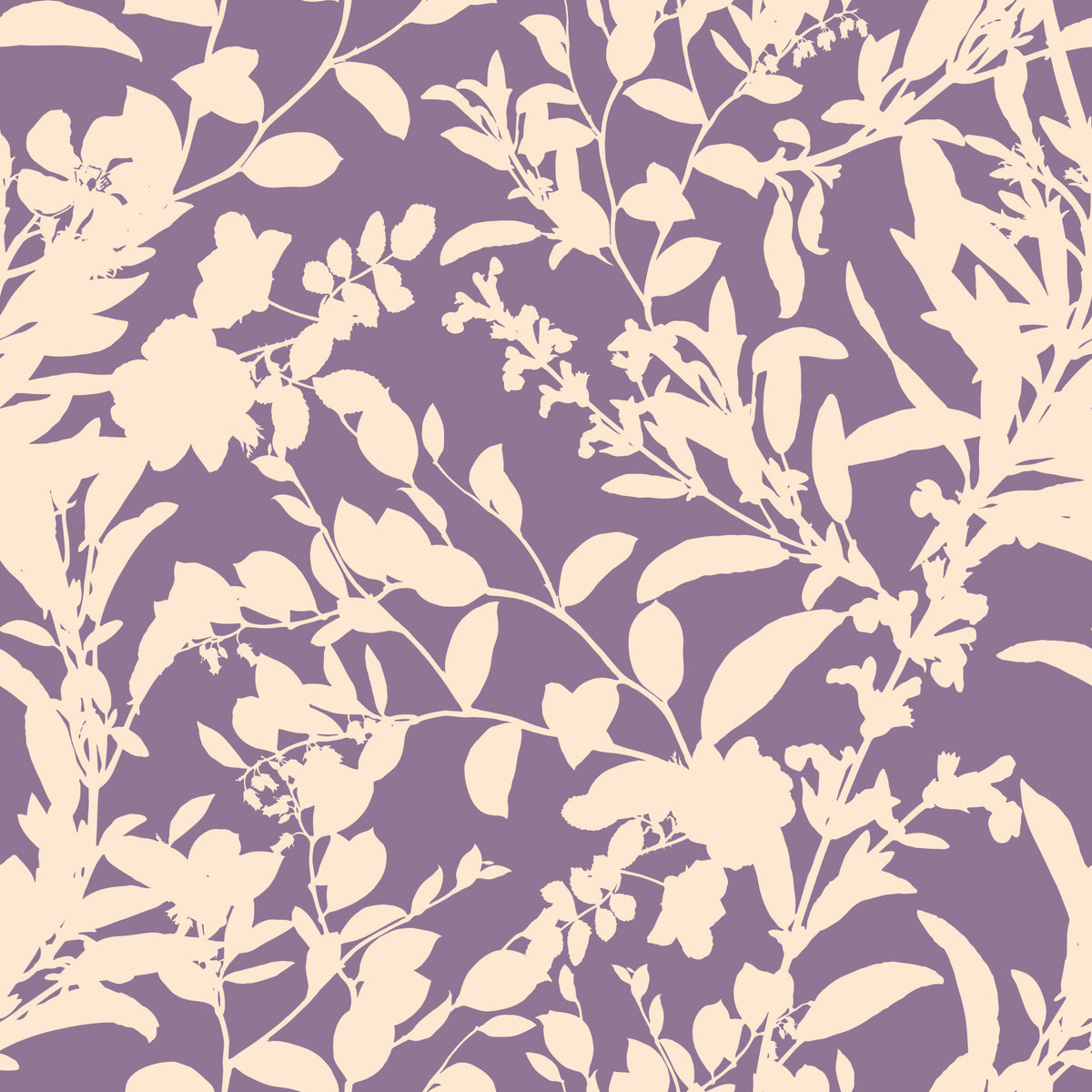Cream Botanical Silhouette Wallpaper⁠ in your room — zoomed
