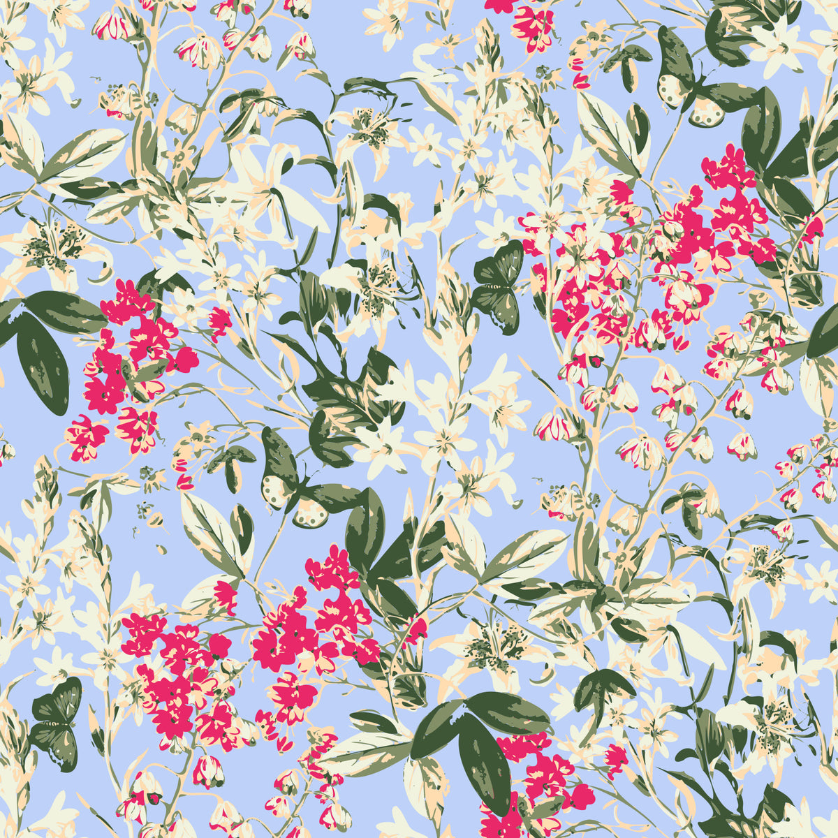 Vibrant Garden Meadow Floral Wallpaper⁠ in your room — zoomed