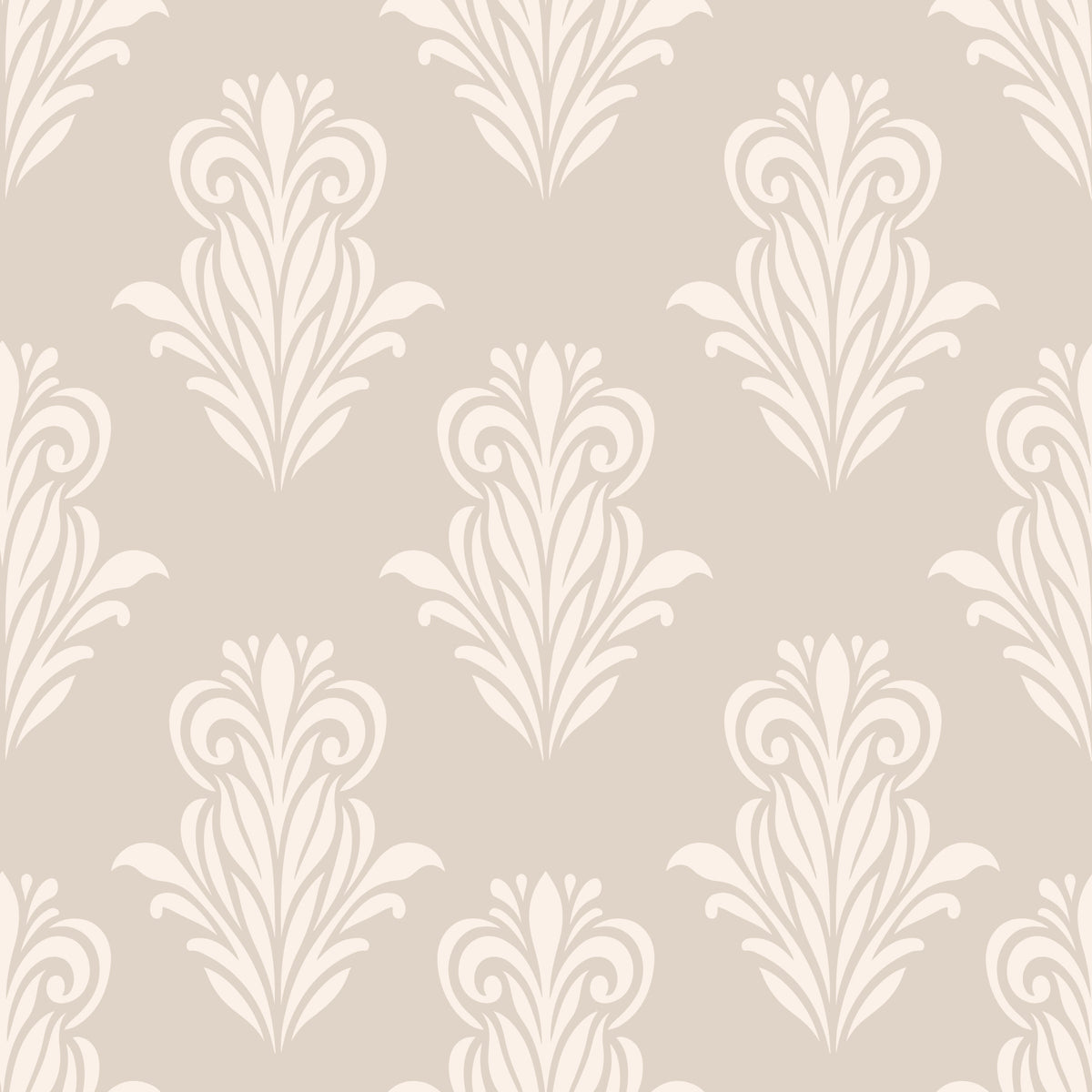 Creamy Damask Scroll Pattern Wallpaper⁠