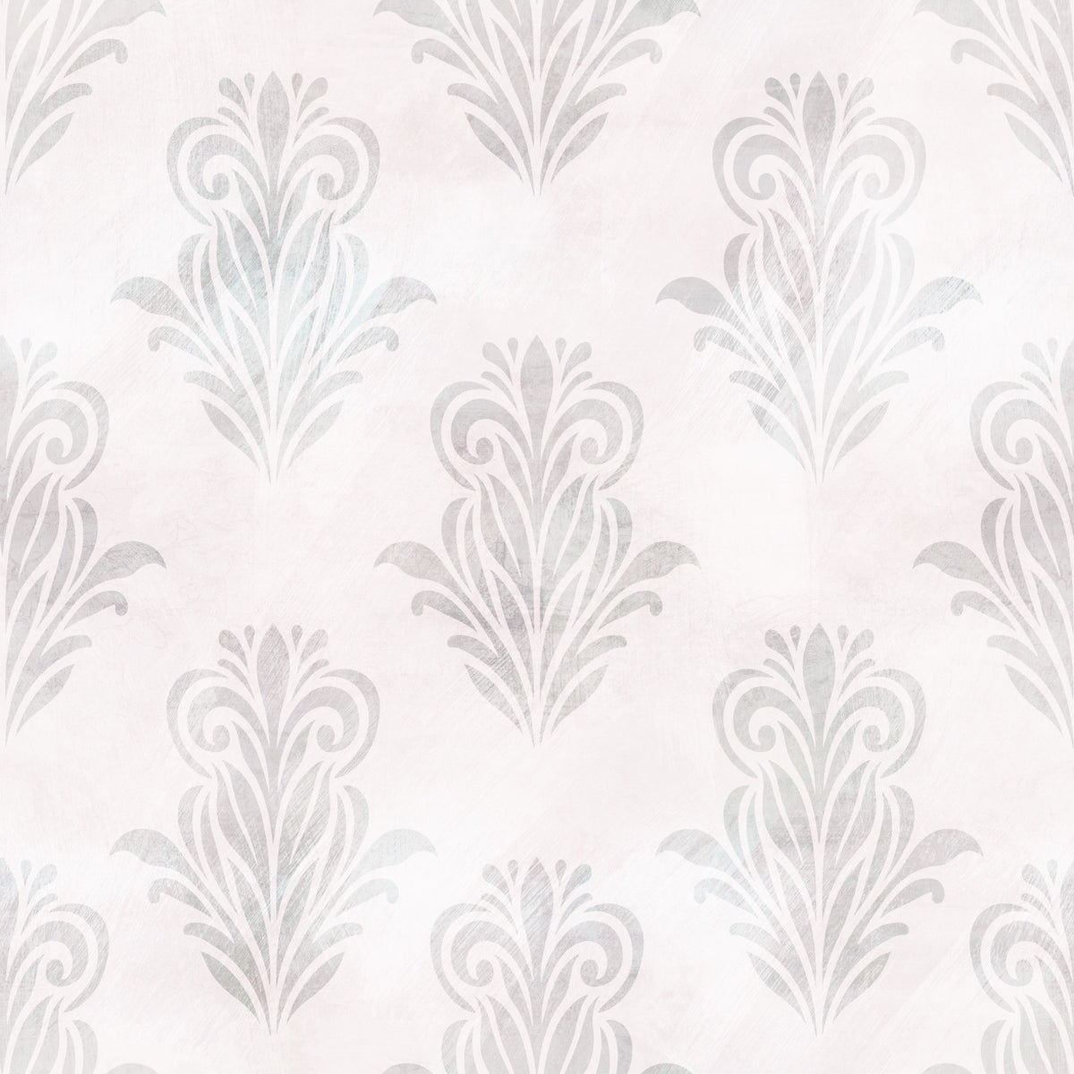 Minimalist Grey Brushed Damask Wallpaper⁠