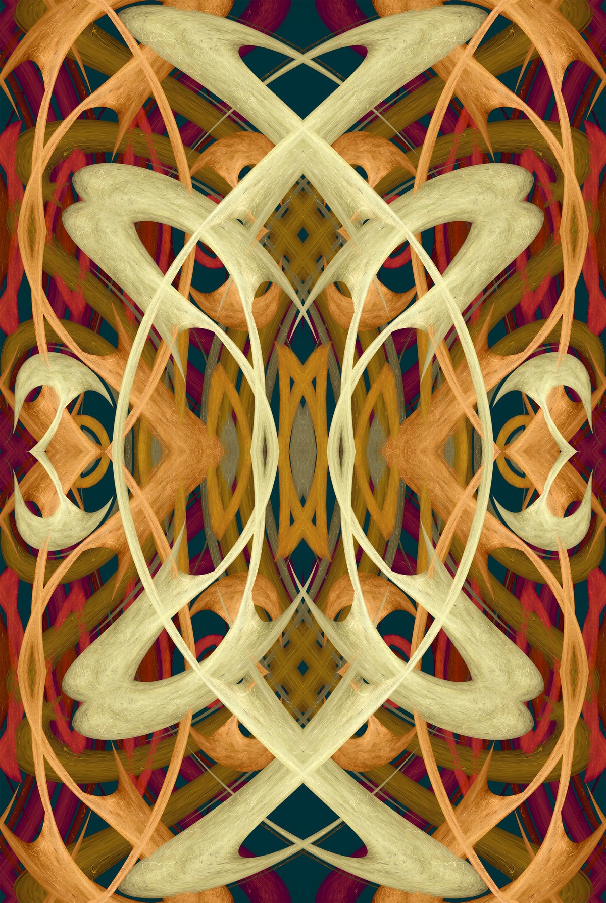 Art Nouveau Colorful Whiplash Lines - PRALINÉ Wallpaper⁠