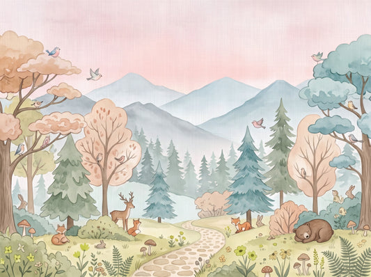 Whimsical Woodland Forest Path Wall Mural