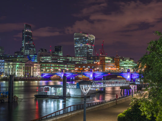Thames River Urban Night Wall Mural