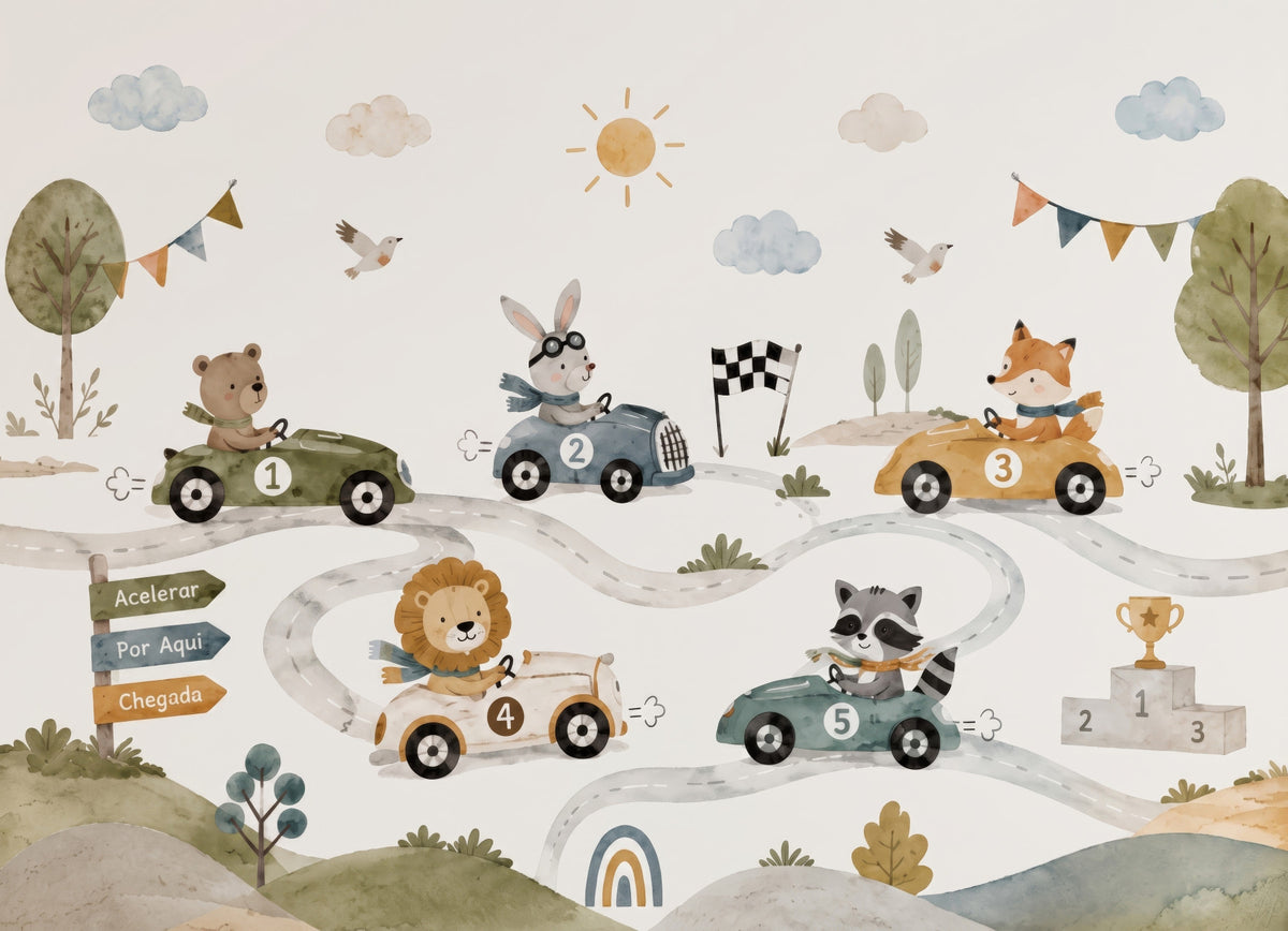 Animal Race Adventure Wall Mural in your room — zoomed