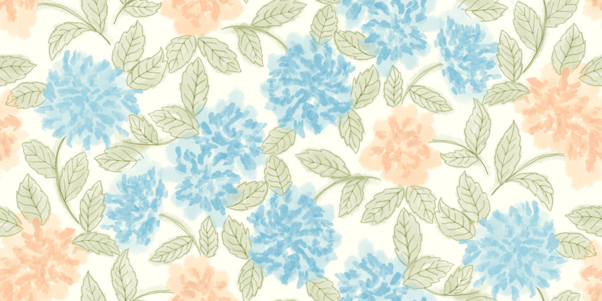 Watercolor Azure and Peach Blossoms Wallpaper⁠ in your room — zoomed