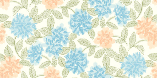 Watercolor Azure and Peach Blossoms Wallpaper⁠