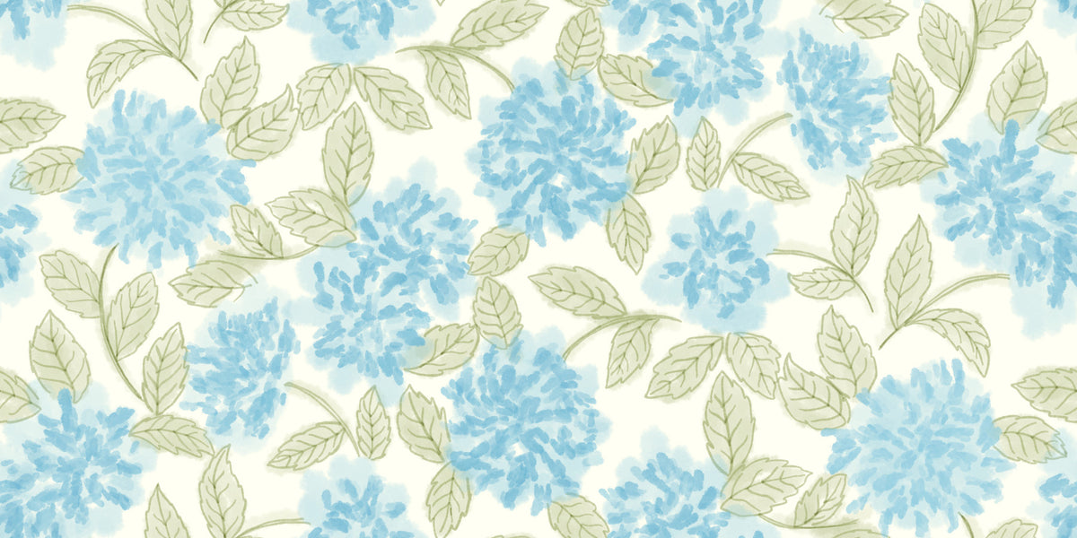 Blue Hydrangea Watercolor Bloom Wallpaper⁠ in your room — zoomed