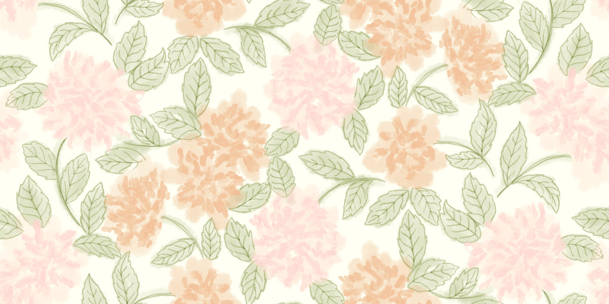 Serene Peony and Leaf Bloom Wallpaper⁠