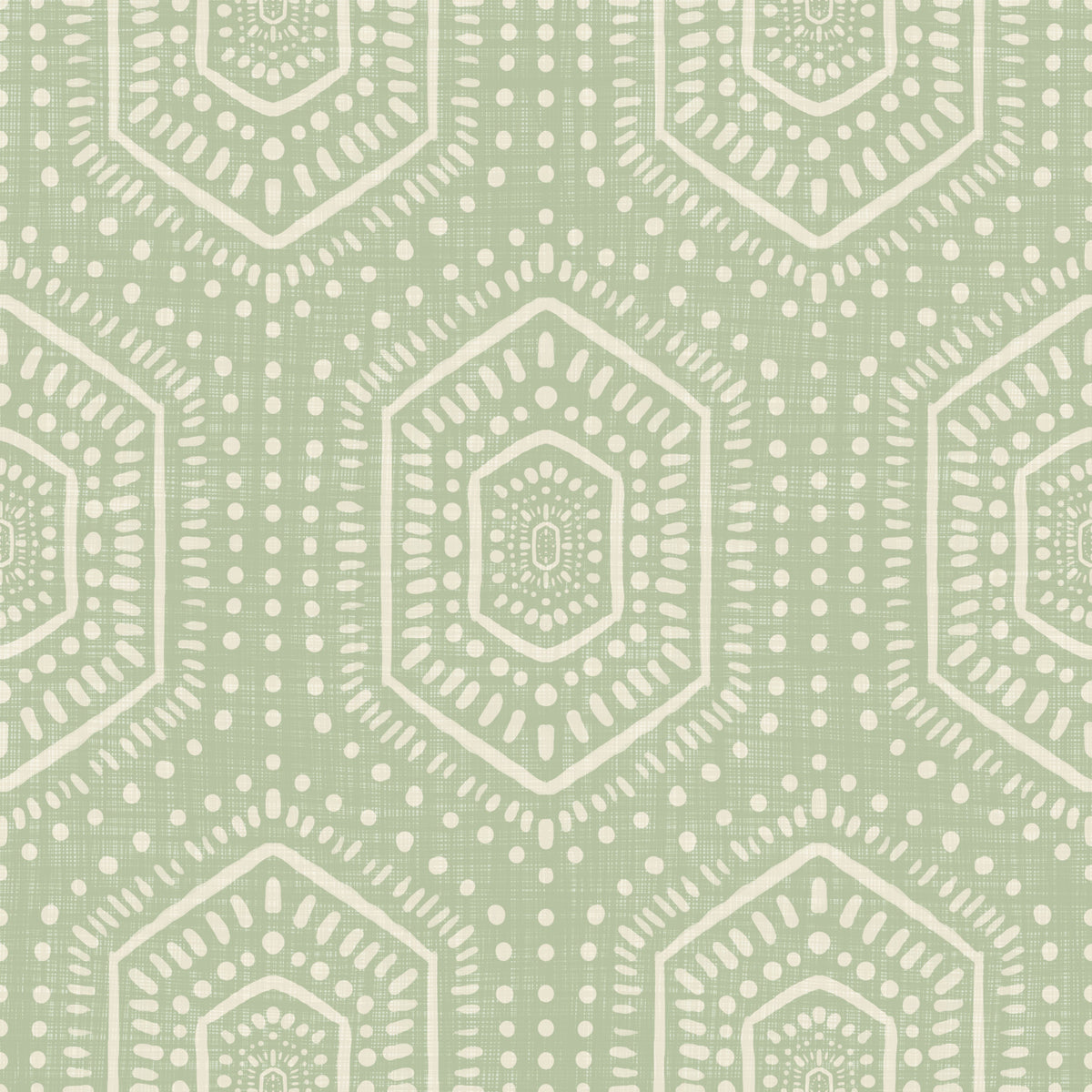 Boho Painted - Abstract Mudcloth Hexagons Tribal Geometric Pattern Chopped Dill Wallpaper⁠ in your room — zoomed