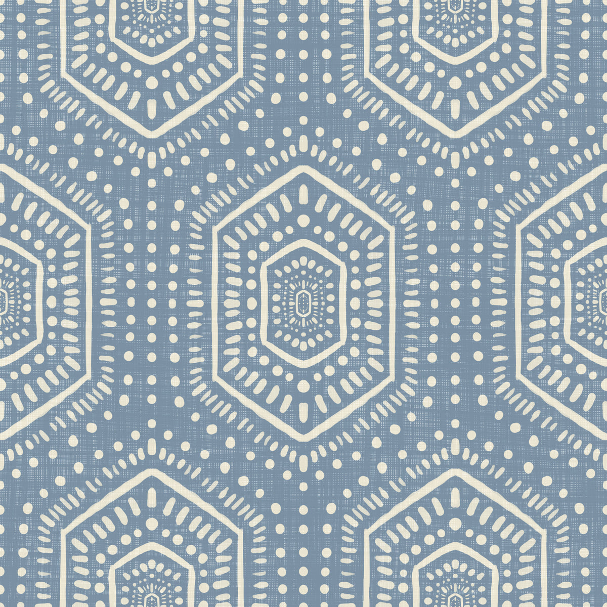 Boho Painted - Abstract Mudcloth Hexagons Tribal Geometric Pattern Jeans Jacket Blue Wallpaper⁠