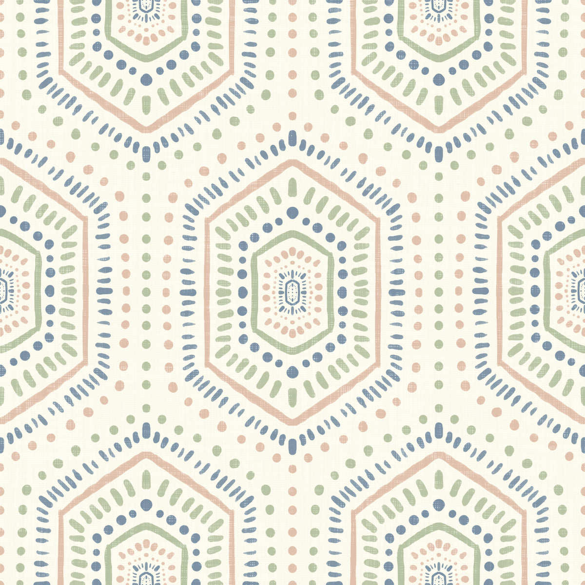 Boho Painted - Abstract Mudcloth Hexagons Tribal Geometric Pattern Grandmillennial Wallpaper⁠ in your room — zoomed