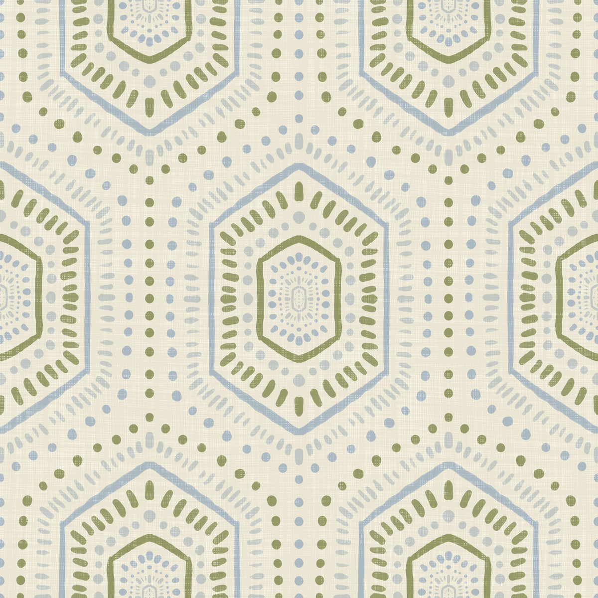Boho Painted - Abstract Mudcloth Hexagons Tribal Geometric Pattern French Wallpaper⁠ in your room — zoomed