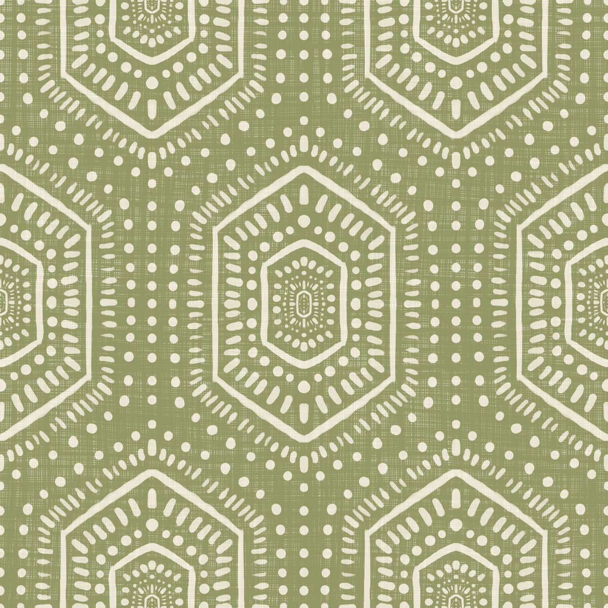 Boho Painted - Abstract Mudcloth Hexagons Tribal Geometric Pattern Meadow Green Wallpaper⁠ in your room — zoomed