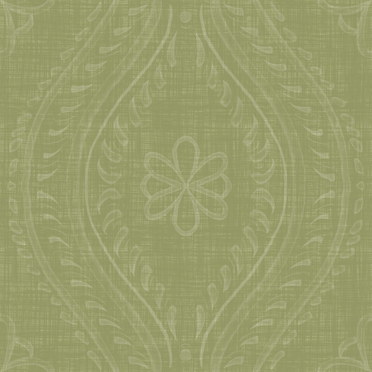 Faded Ogee Damask - Meadow Green Wallpaper⁠ in your room — zoomed