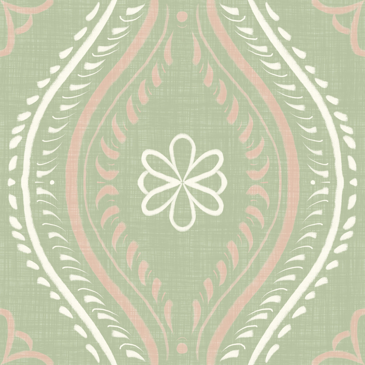 Faded Ogee Damask - Timeless Grandmillennial Wallpaper⁠ in your room — zoomed