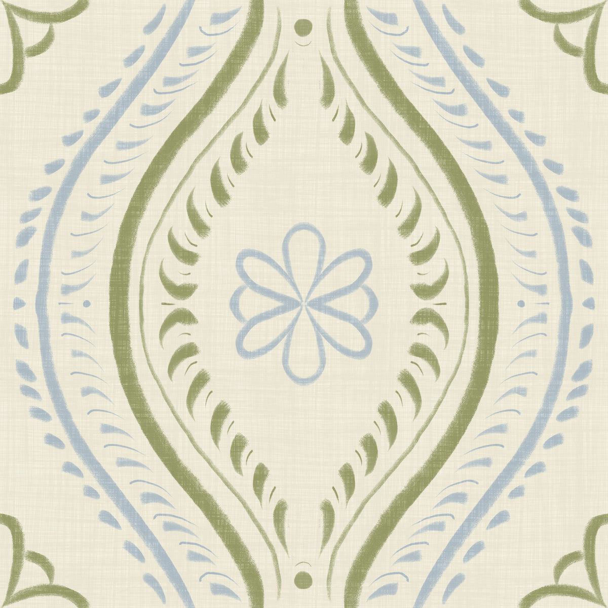 Faded Ogee Damask - Timiless French Country Wallpaper⁠ in your room — zoomed