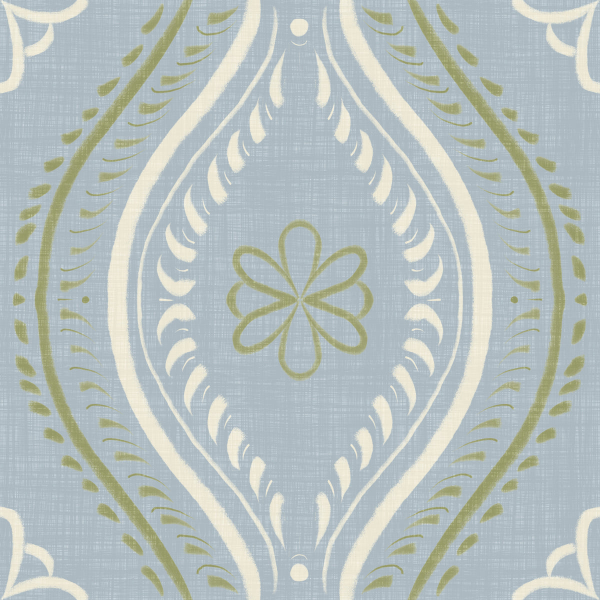 Faded Ogee Damask - Classic French Country Wallpaper⁠ in your room — zoomed