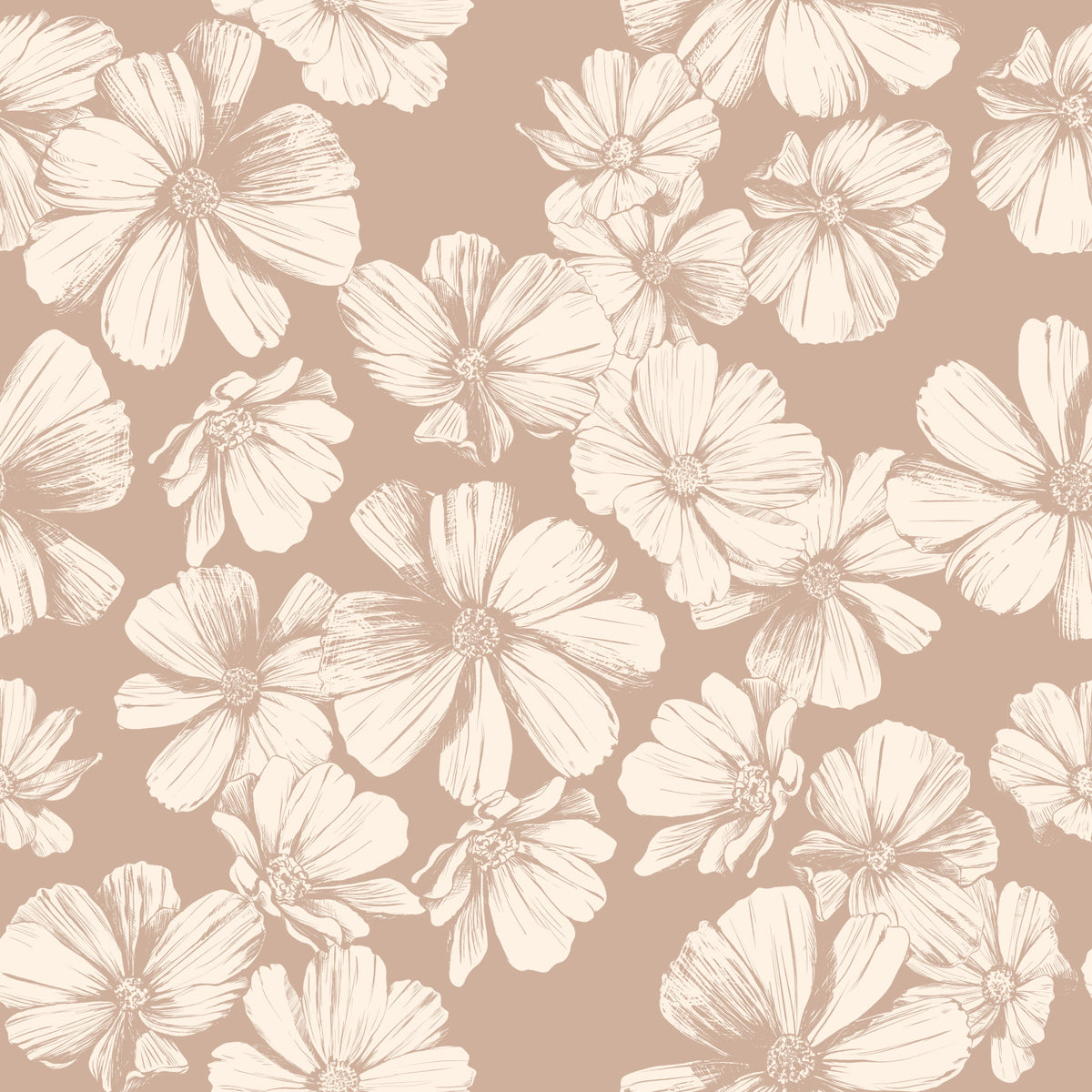 Creamy Botanical Sketches Wallpaper⁠ in your room — zoomed
