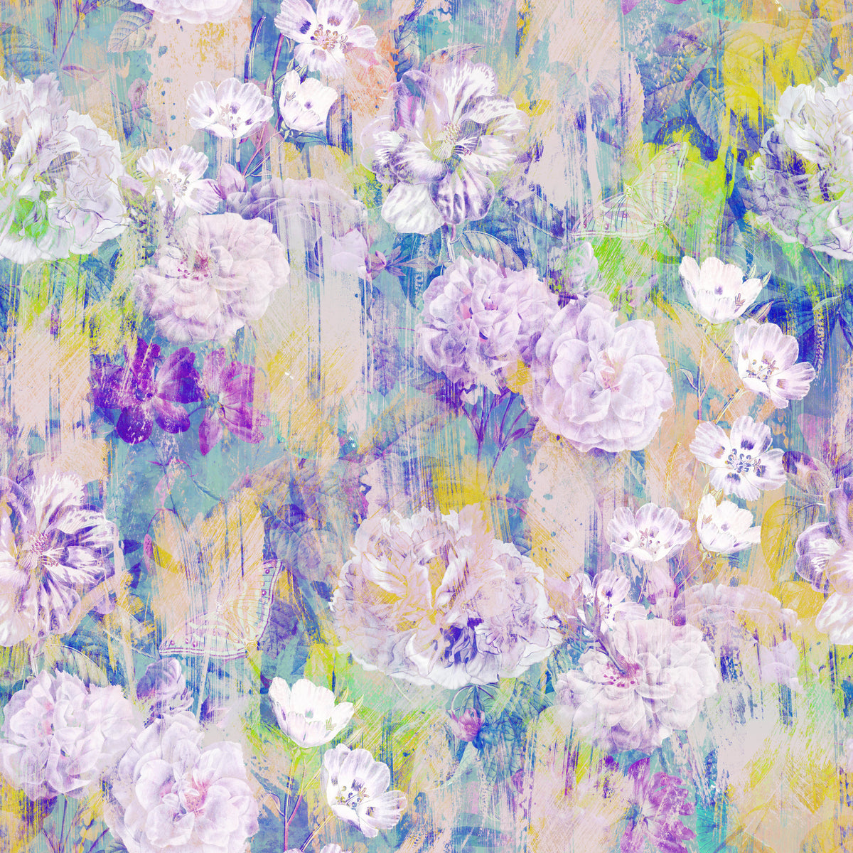 Abstract Painted Peony Bloom Wallpaper⁠ in your room — zoomed