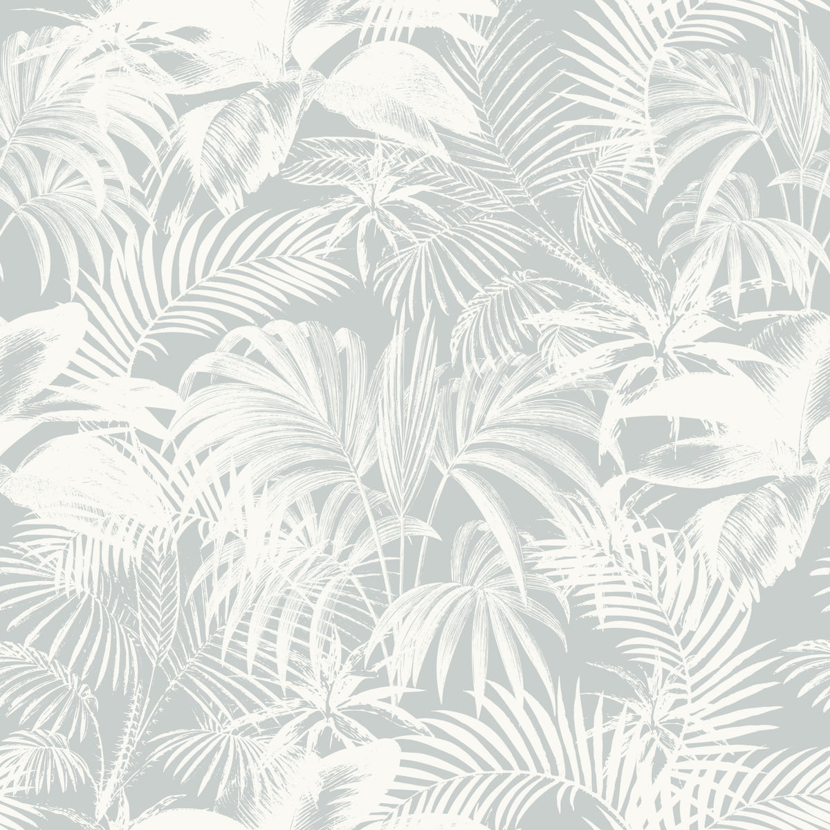 Monochromatic Tropical Palm Foliage Wallpaper⁠
