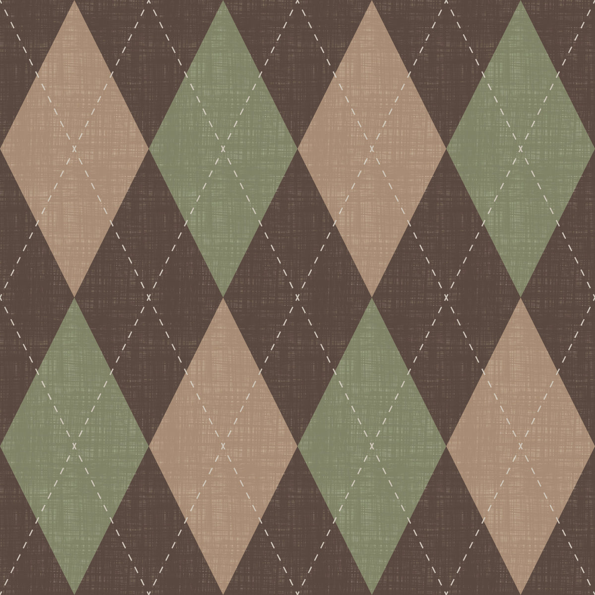 Winter Heritage - Argyle Harlequin Geometric Timeless - Soft Muted Hue Wallpaper⁠ in your room — zoomed