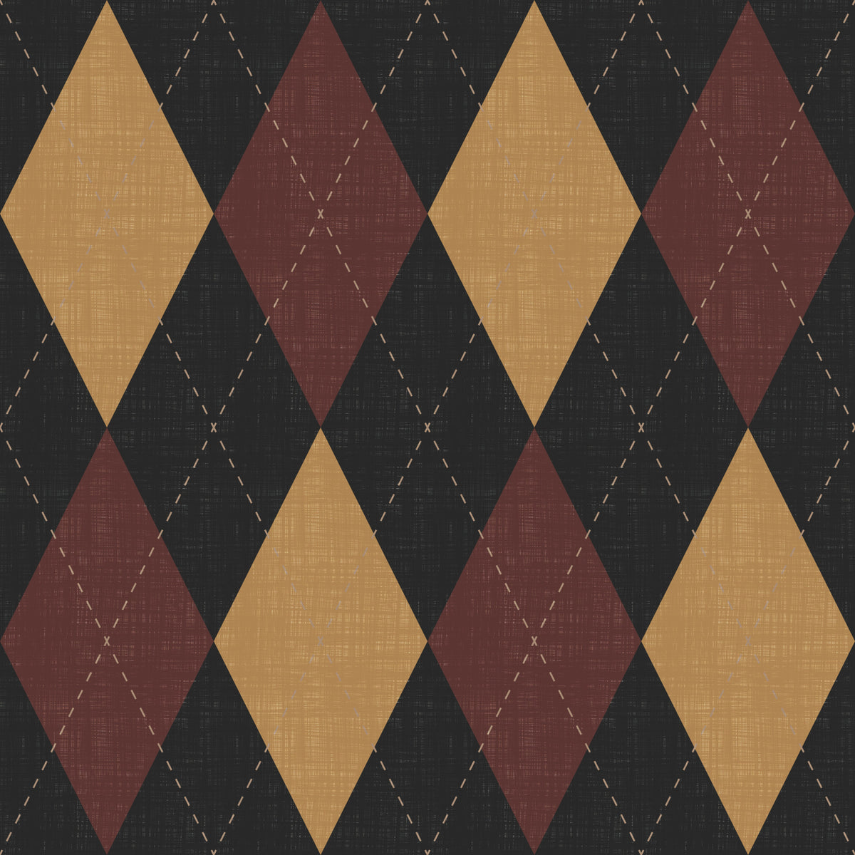 Winter Heritage - Argyle Harlequin Geometric Timeless - Dark Moody Mix Wallpaper⁠