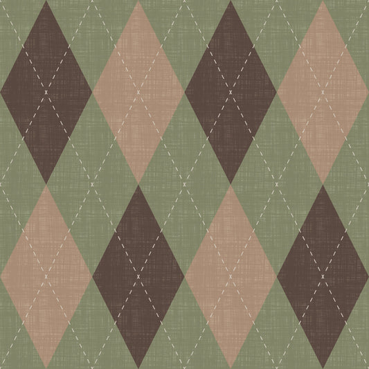 Winter Heritage - Argyle Harlequin Classic Diamond - Soft Muted Hue Wallpaper⁠