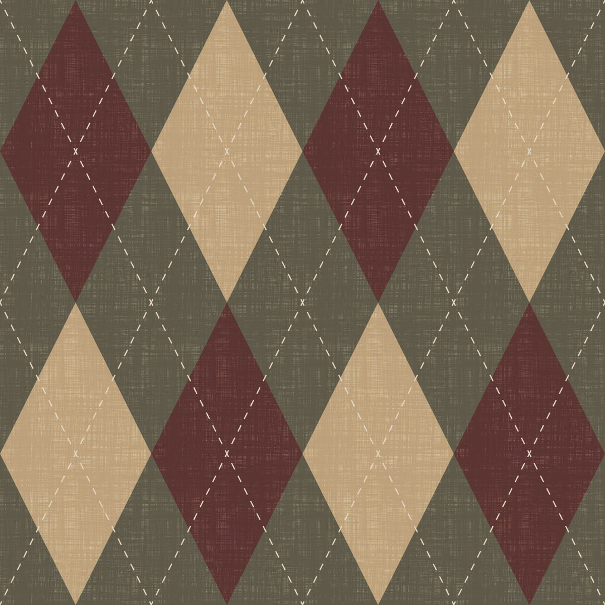 Winter Heritage - Argyle Harlequin Classic Diamond - Rich Warm Tones Wallpaper⁠ in your room — zoomed
