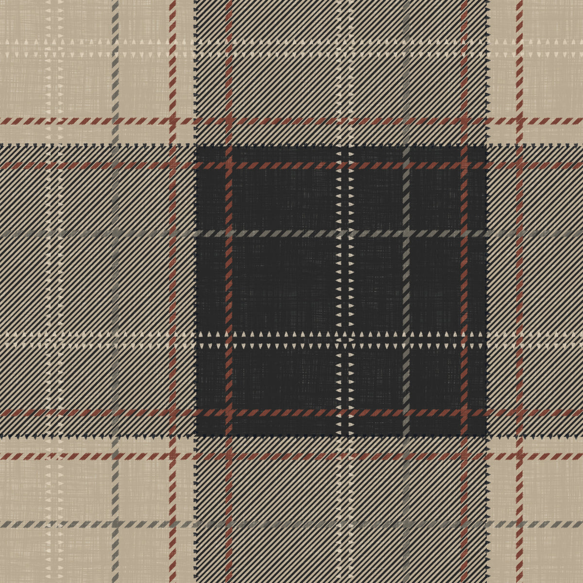 Winter Heritage - Tartan Checkerboard Plaid Block - Bold High Contrast Wallpaper⁠