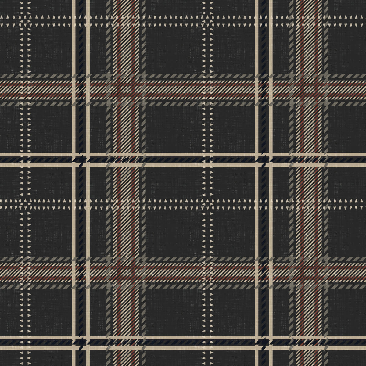 Winter Heritage - Windowpane Tartan Plaid Check - Bold High Contrast Wallpaper⁠ in your room — zoomed