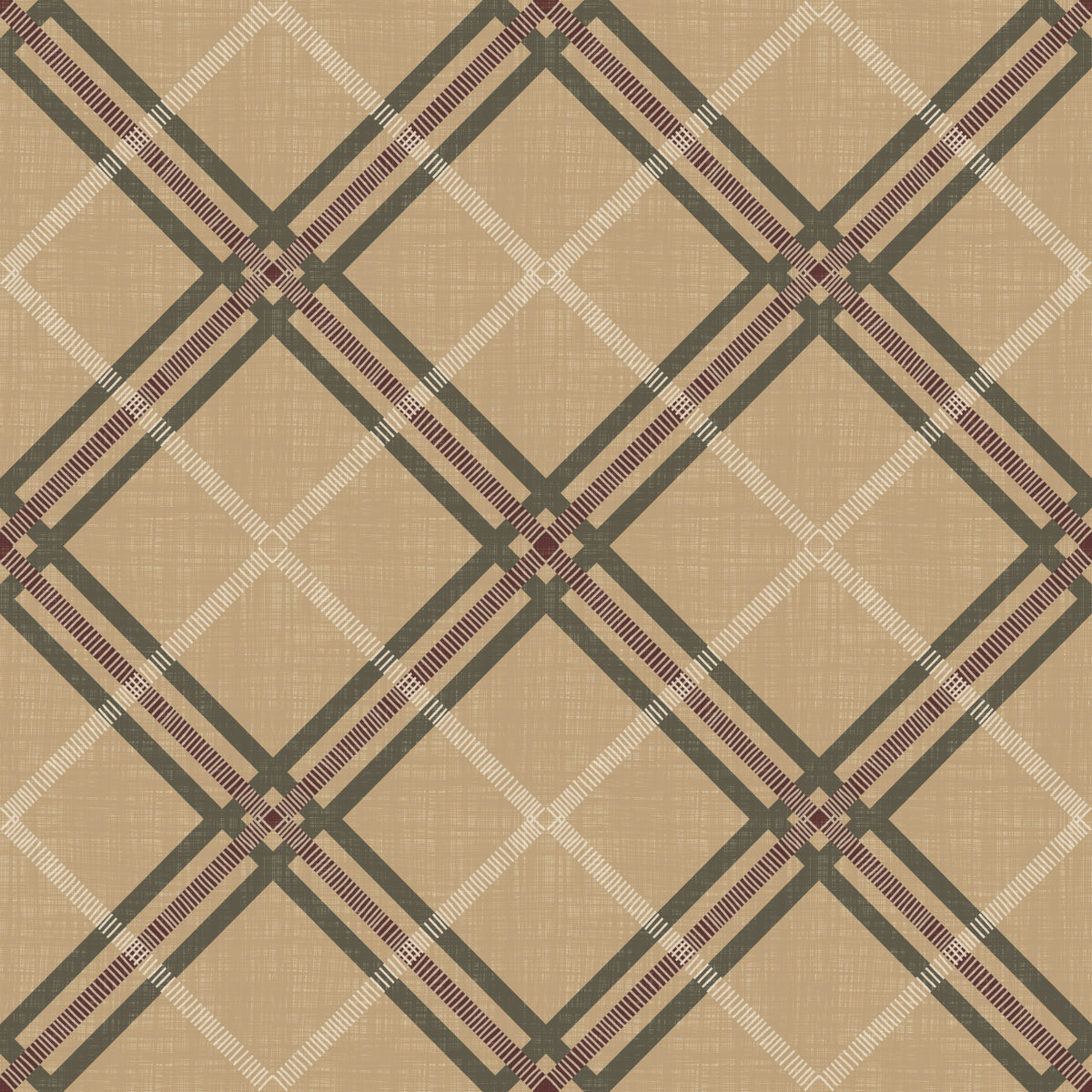 Winter Heritage - Tartan Trellis Plaid Grid - Rich Warm Tones Wallpaper⁠ in your room — zoomed