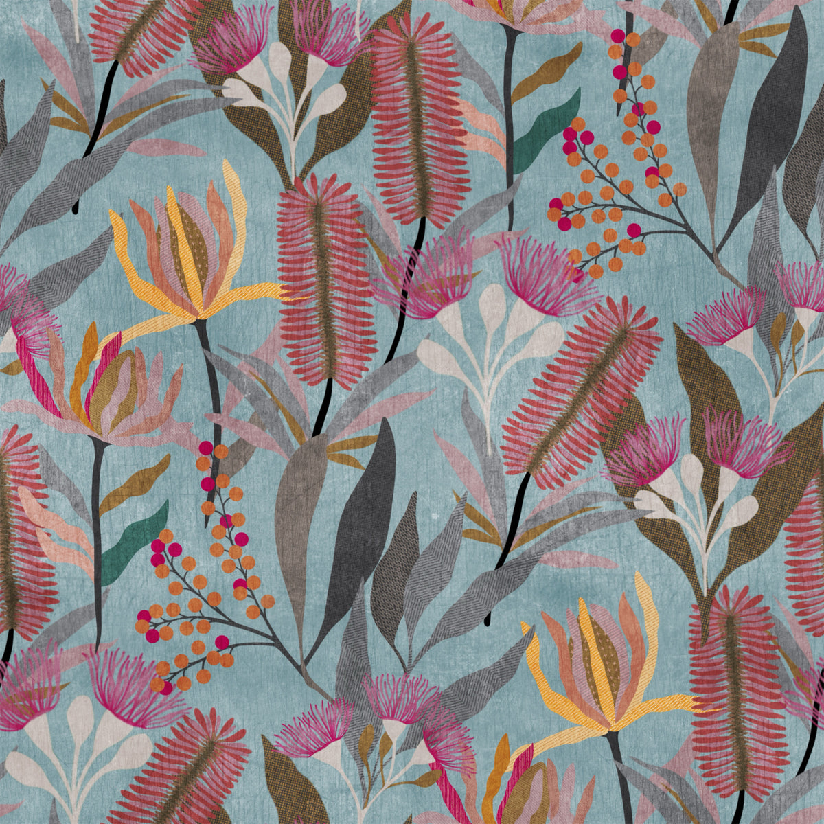 Australian Wildflower Meadow Blue Wallpaper⁠ in your room — zoomed