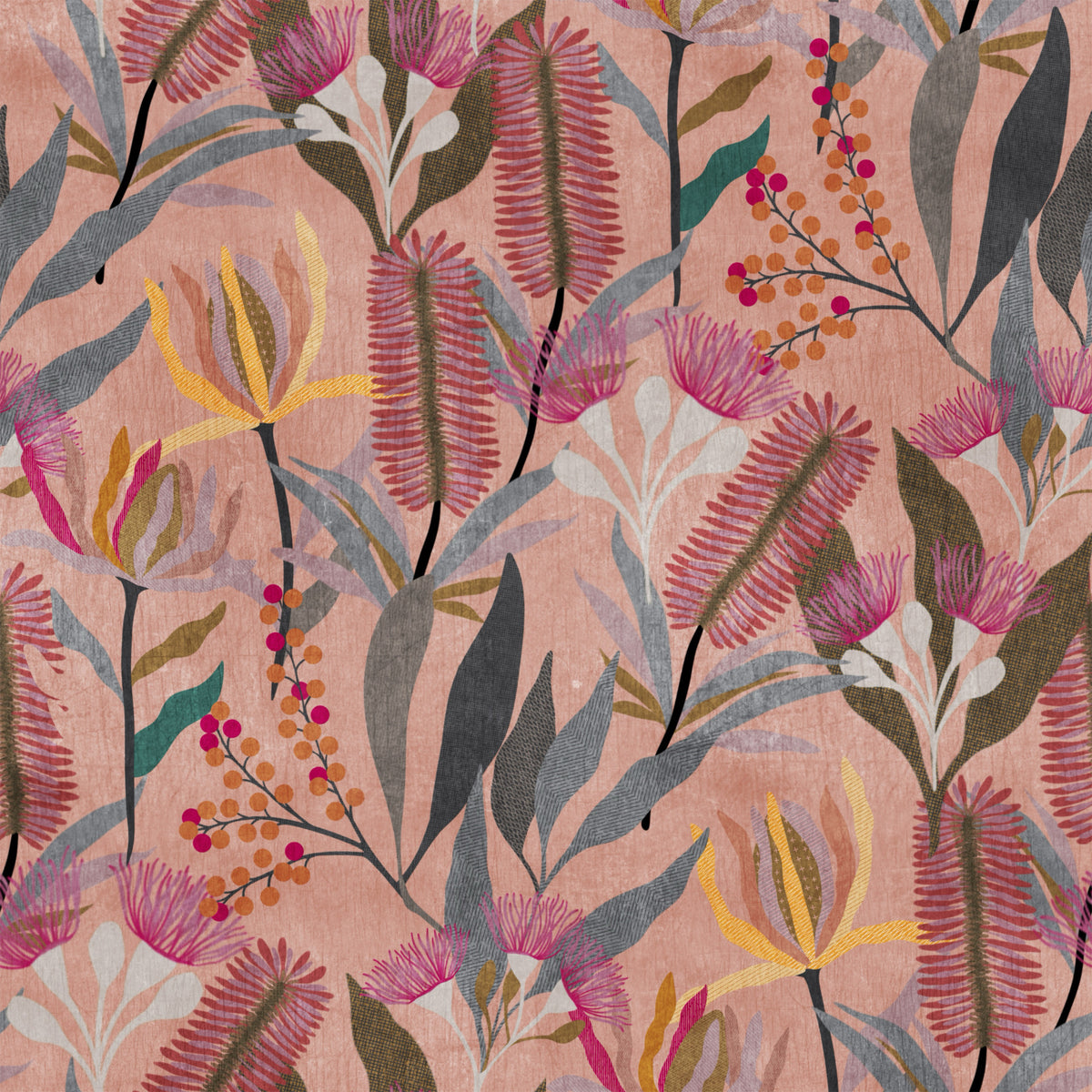 Australian Native Bloom Botanical Wallpaper⁠ in your room — zoomed