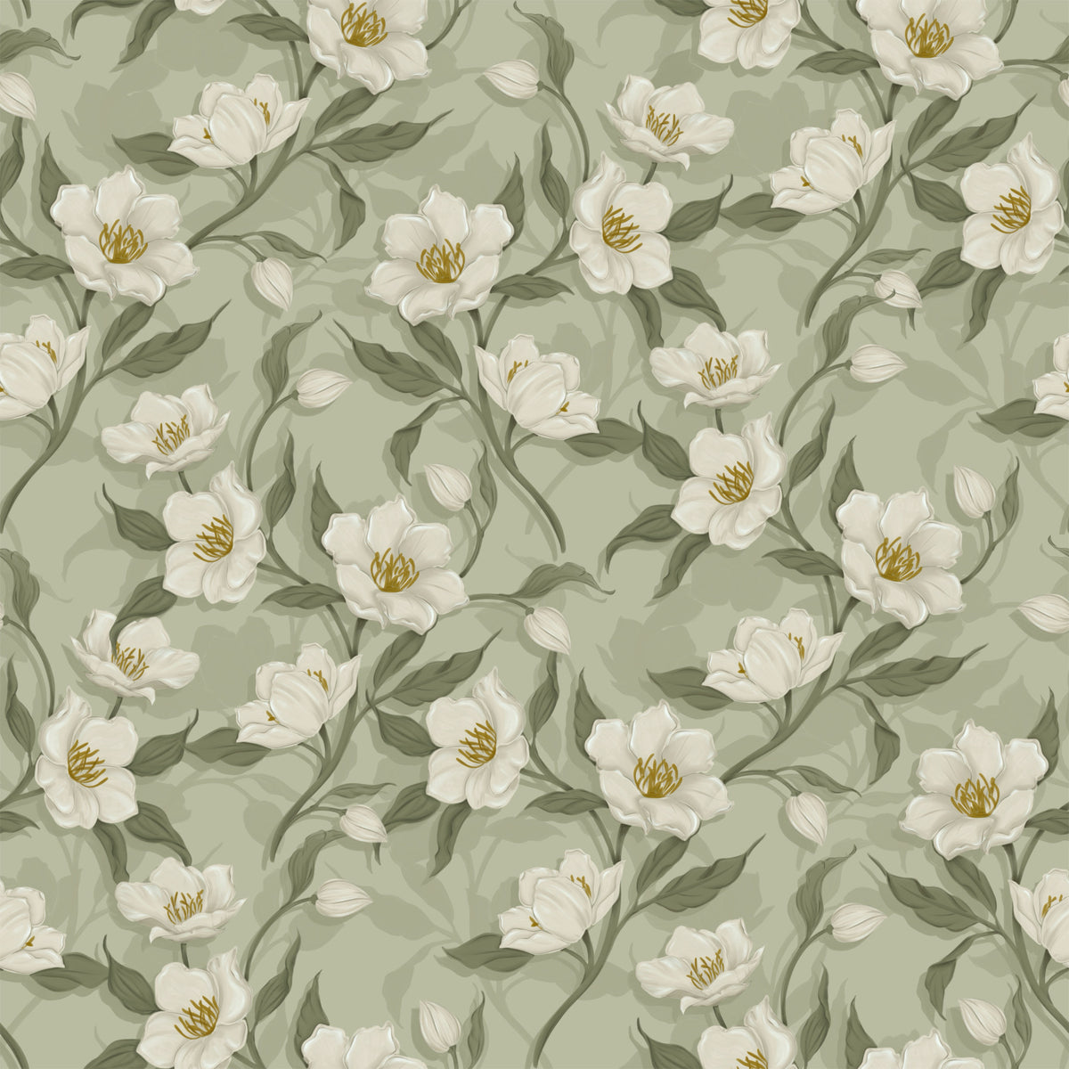 Cottage Chique - sage Wallpaper⁠